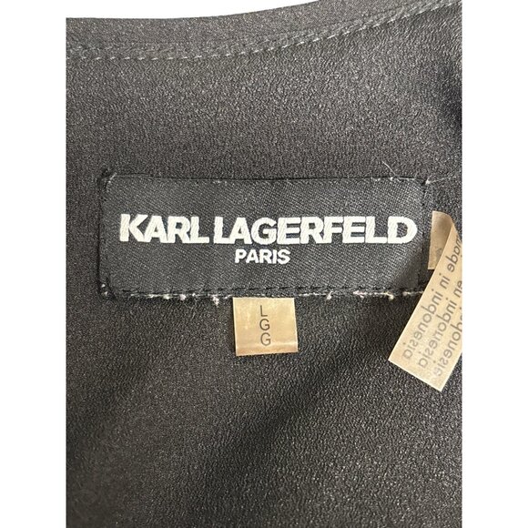 Karl Lagerfeld Paris Womens Long Sleeve Floral Blouse Black & Pink Size L - Picture 5 of 10